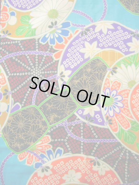 画像4: J1111V  襦袢 女性用着物  モスリン   マルチカラー, 菊 【中古】 【USED】 【リサイクル】 ★☆☆☆☆ (4)