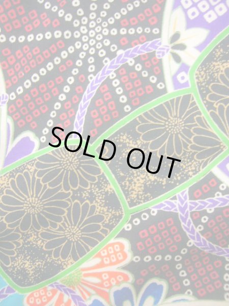 画像7: J1111V  襦袢 女性用着物  モスリン   マルチカラー, 菊 【中古】 【USED】 【リサイクル】 ★☆☆☆☆ (7)