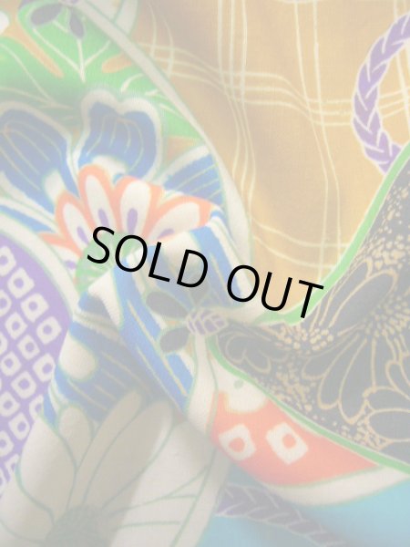 画像14: J1111V  襦袢 女性用着物  モスリン   マルチカラー, 菊 【中古】 【USED】 【リサイクル】 ★☆☆☆☆ (14)