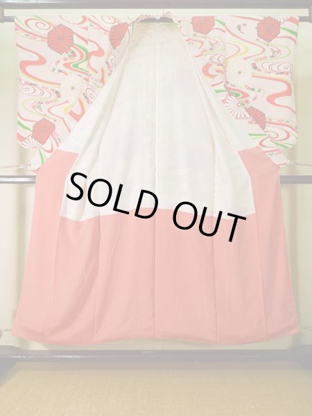 画像2: J1111W  子供用 女性用着物  シルク(正絹) 淡い 薄い ピンク, 花 【中古】 【USED】 【リサイクル】 ★★☆☆☆ (2)
