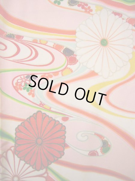 画像3: J1111W  子供用 女性用着物  シルク(正絹) 淡い 薄い ピンク, 花 【中古】 【USED】 【リサイクル】 ★★☆☆☆ (3)