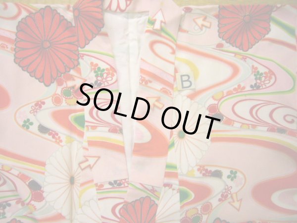 画像19: J1111W  子供用 女性用着物  シルク(正絹) 淡い 薄い ピンク, 花 【中古】 【USED】 【リサイクル】 ★★☆☆☆ (19)