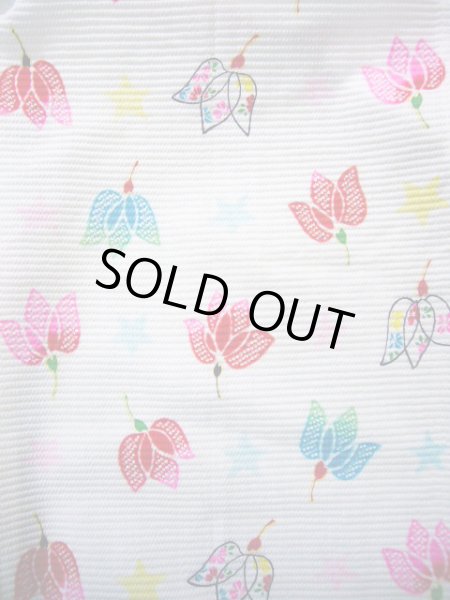 画像3: J1111Y Mint  子供用 女性用着物  化繊   白, 花 【中古】 【USED】 【リサイクル】 ★★★★☆ (3)