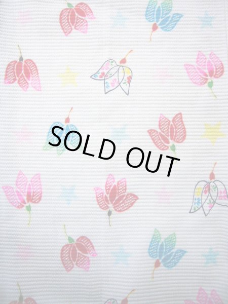 画像4: J1111Y Mint  子供用 女性用着物  化繊   白, 花 【中古】 【USED】 【リサイクル】 ★★★★☆ (4)