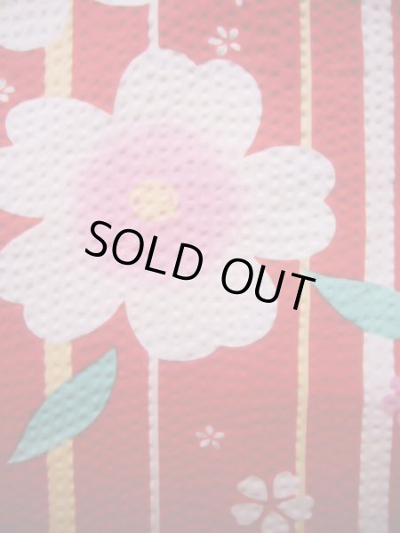 画像6: J1126N  子供用 女性用着物 浴衣、さくらんぼ柄 綿   赤, 縞 【中古】 【USED】 【リサイクル】 ★★★☆☆ (6)