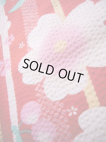 画像8: J1126N  子供用 女性用着物 浴衣、さくらんぼ柄 綿   赤, 縞 【中古】 【USED】 【リサイクル】 ★★★☆☆ (8)