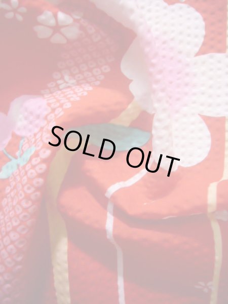 画像11: J1126N  子供用 女性用着物 浴衣、さくらんぼ柄 綿   赤, 縞 【中古】 【USED】 【リサイクル】 ★★★☆☆ (11)