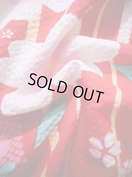 画像12: J1126N  子供用 女性用着物 浴衣、さくらんぼ柄 綿   赤, 縞 【中古】 【USED】 【リサイクル】 ★★★☆☆ (12)