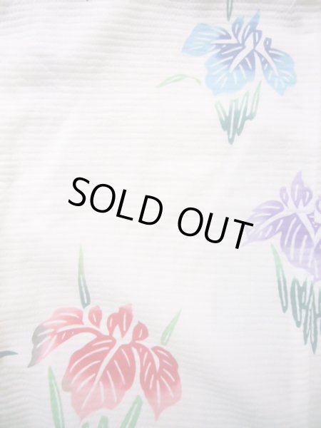 画像3: J1126O  子供用 女性用着物 浴衣 綿   白, あやめ 【中古】 【USED】 【リサイクル】 ★★☆☆☆ (3)