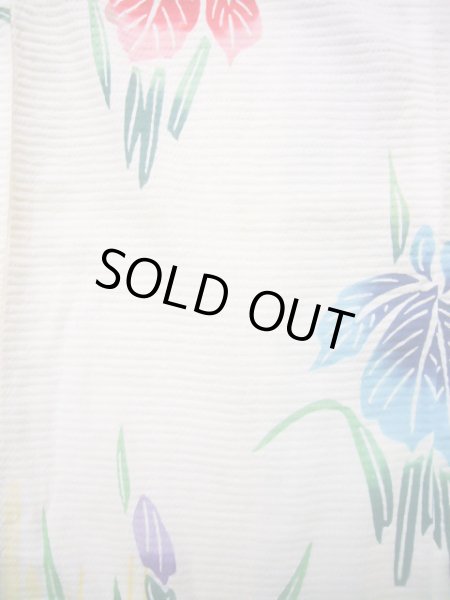 画像4: J1126O  子供用 女性用着物 浴衣 綿   白, あやめ 【中古】 【USED】 【リサイクル】 ★★☆☆☆ (4)