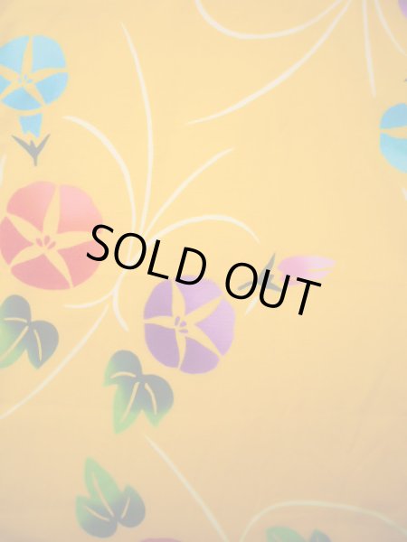 画像3: J1126U  子供用 女性用着物 浴衣、朝顔柄 綿   イエロー(黄色),  【中古】 【USED】 【リサイクル】 ★★★☆☆ (3)