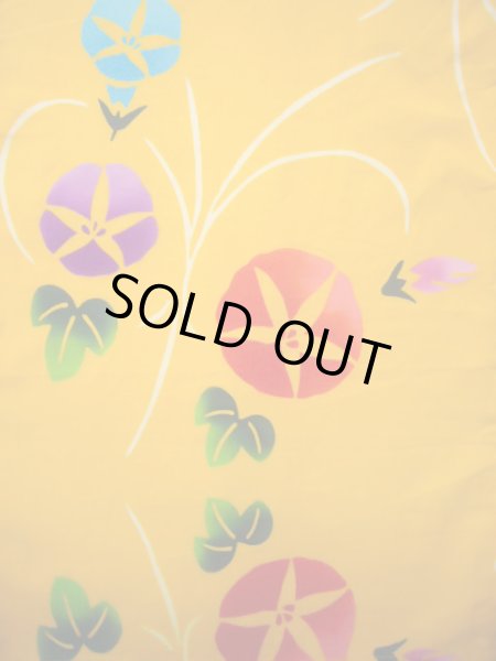 画像5: J1126U  子供用 女性用着物 浴衣、朝顔柄 綿   イエロー(黄色),  【中古】 【USED】 【リサイクル】 ★★★☆☆ (5)