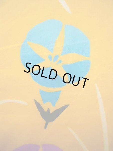 画像9: J1126U  子供用 女性用着物 浴衣、朝顔柄 綿   イエロー(黄色),  【中古】 【USED】 【リサイクル】 ★★★☆☆ (9)