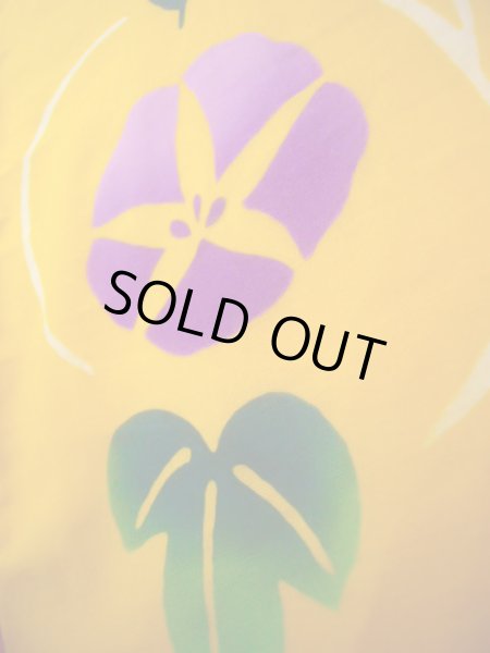 画像12: J1126U  子供用 女性用着物 浴衣、朝顔柄 綿   イエロー(黄色),  【中古】 【USED】 【リサイクル】 ★★★☆☆ (12)