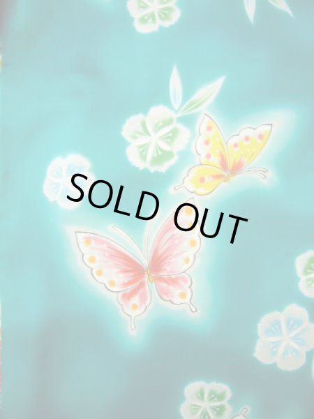 画像3: J1126W  子供用 女性用着物 浴衣、撫子柄 綿 淡い 薄い 黄緑色, 蝶々 【中古】 【USED】 【リサイクル】 ★★★★☆ (3)