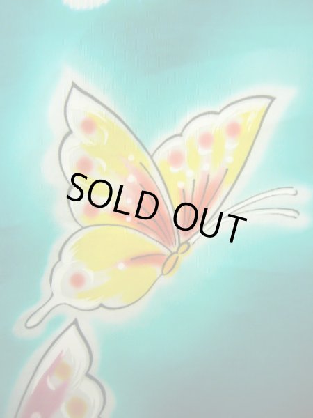 画像6: J1126W  子供用 女性用着物 浴衣、撫子柄 綿 淡い 薄い 黄緑色, 蝶々 【中古】 【USED】 【リサイクル】 ★★★★☆ (6)