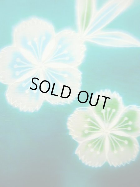 画像7: J1126W  子供用 女性用着物 浴衣、撫子柄 綿 淡い 薄い 黄緑色, 蝶々 【中古】 【USED】 【リサイクル】 ★★★★☆ (7)