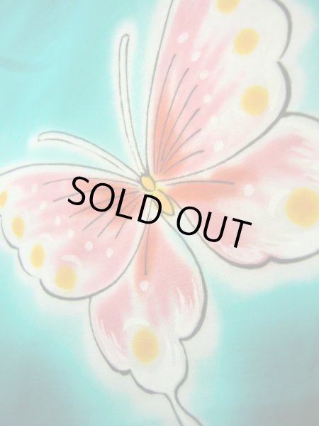 画像8: J1126W  子供用 女性用着物 浴衣、撫子柄 綿 淡い 薄い 黄緑色, 蝶々 【中古】 【USED】 【リサイクル】 ★★★★☆ (8)