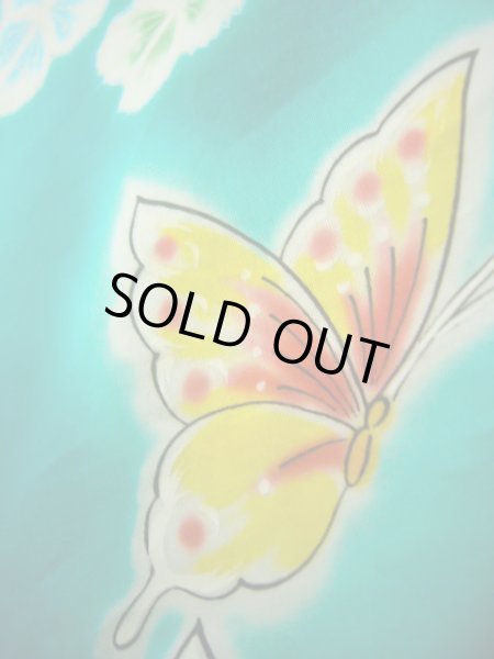 画像9: J1126W  子供用 女性用着物 浴衣、撫子柄 綿 淡い 薄い 黄緑色, 蝶々 【中古】 【USED】 【リサイクル】 ★★★★☆ (9)