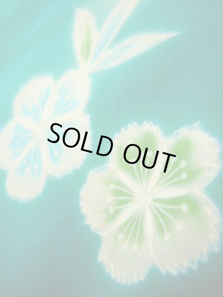 画像10: J1126W  子供用 女性用着物 浴衣、撫子柄 綿 淡い 薄い 黄緑色, 蝶々 【中古】 【USED】 【リサイクル】 ★★★★☆ (10)