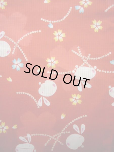 画像5: J1126X Mint  子供用 女性用着物 浴衣、うさぎ 綿   赤, 桜 【中古】 【USED】 【リサイクル】 ★★★★☆ (5)