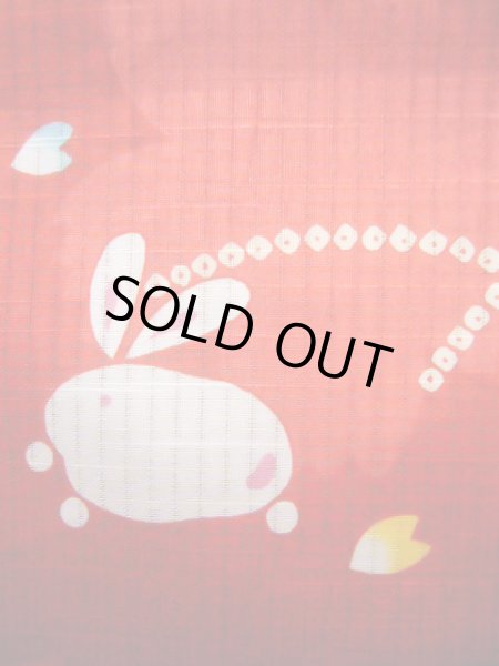 画像7: J1126X Mint  子供用 女性用着物 浴衣、うさぎ 綿   赤, 桜 【中古】 【USED】 【リサイクル】 ★★★★☆ (7)