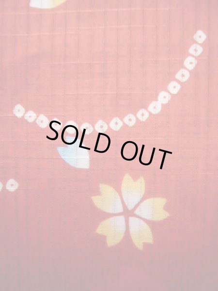 画像9: J1126X Mint  子供用 女性用着物 浴衣、うさぎ 綿   赤, 桜 【中古】 【USED】 【リサイクル】 ★★★★☆ (9)