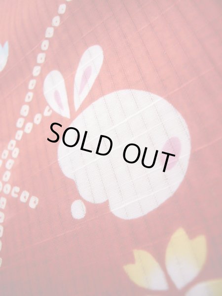 画像10: J1126X Mint  子供用 女性用着物 浴衣、うさぎ 綿   赤, 桜 【中古】 【USED】 【リサイクル】 ★★★★☆ (10)