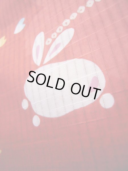 画像11: J1126X Mint  子供用 女性用着物 浴衣、うさぎ 綿   赤, 桜 【中古】 【USED】 【リサイクル】 ★★★★☆ (11)