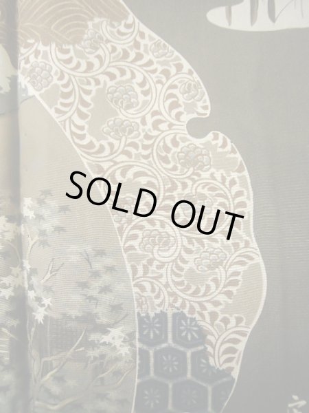 画像9: J1202A  羽織 女性用着物  シルク（正絹）   黒,  【中古】 【USED】 【リサイクル】 ★★☆☆☆ (9)