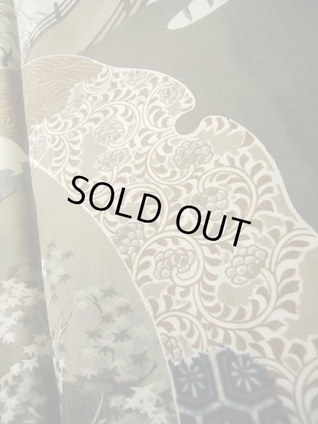 画像14: J1202A  羽織 女性用着物  シルク（正絹）   黒,  【中古】 【USED】 【リサイクル】 ★★☆☆☆ (14)