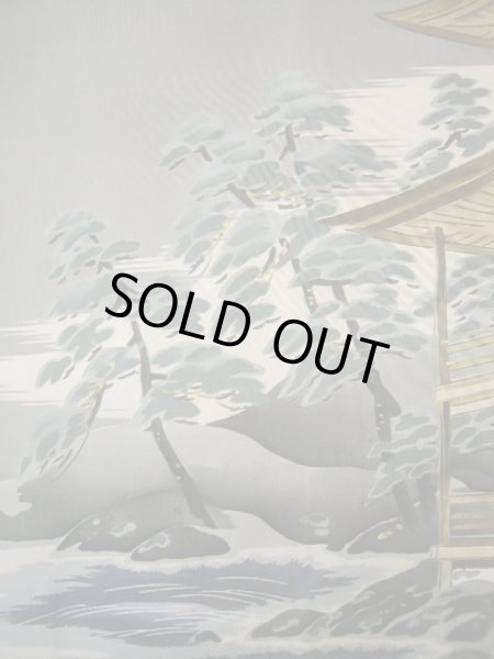 画像6: J1202C  羽織 女性用着物 金閣寺 シルク（正絹）   黒,  【中古】 【USED】 【リサイクル】 ★★★☆☆ (6)