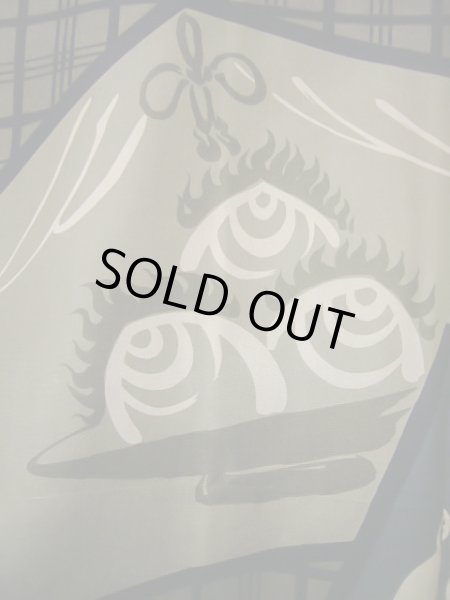 画像7: J1202D  羽織 女性用着物 絵馬、お稲荷さん シルク(正絹)   黒,  【中古】 【USED】 【リサイクル】 ★★★☆☆ (7)