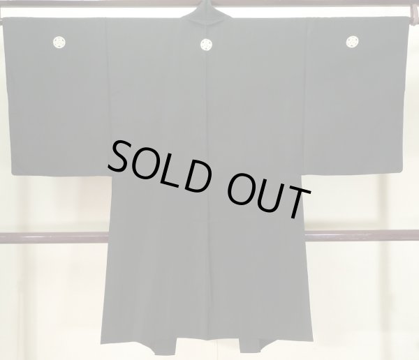 画像2: J1202E  羽織 女性用着物  シルク（正絹）   黒,  【中古】 【USED】 【リサイクル】 ★★★☆☆ (2)