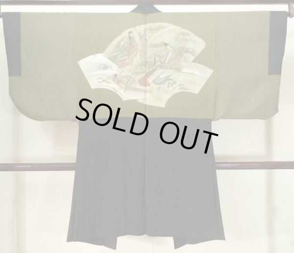 画像3: J1202E  羽織 女性用着物  シルク（正絹）   黒,  【中古】 【USED】 【リサイクル】 ★★★☆☆ (3)