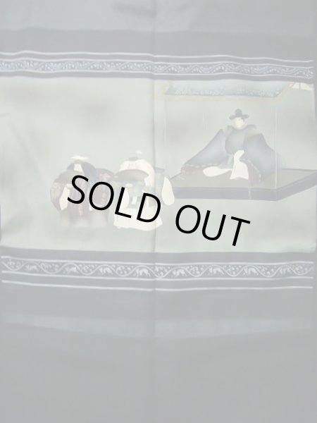 画像4: J1202G  羽織 女性用着物  シルク（正絹）   黒,  【中古】 【USED】 【リサイクル】 ★★★☆☆ (4)