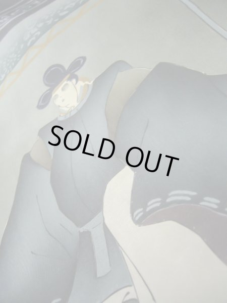 画像12: J1202G  羽織 女性用着物  シルク（正絹）   黒,  【中古】 【USED】 【リサイクル】 ★★★☆☆ (12)