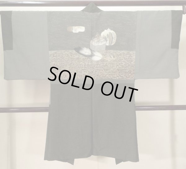 画像3: J1202H  羽織 女性用着物 ひげ シルク(正絹) 深い  ブラウン(茶色),  【中古】 【USED】 【リサイクル】 ★★☆☆☆ (3)