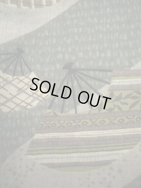 画像9: J1209M  襦袢 女性用着物  モスリン スモーキーな 淡い グリーン（緑）, 縞 【中古】 【USED】 【リサイクル】 ★★☆☆☆ (9)