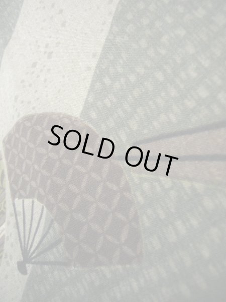 画像16: J1209M  襦袢 女性用着物  モスリン スモーキーな 淡い グリーン（緑）, 縞 【中古】 【USED】 【リサイクル】 ★★☆☆☆ (16)