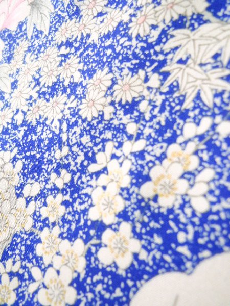 画像15: J1223A Mint  振袖 女性用着物  シルク(正絹)   青, 花 【中古】 【USED】 【リサイクル】 ★★★★☆ (15)