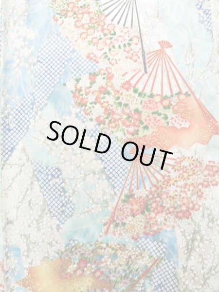 画像7: J1223B Mint  振袖 女性用着物  シルク(正絹) 淡い 薄い 青, 花 【中古】 【USED】 【リサイクル】 ★★★★☆ (7)