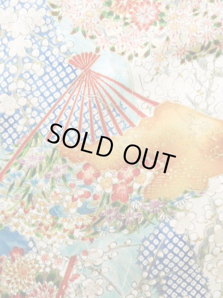 画像10: J1223B Mint  振袖 女性用着物  シルク(正絹) 淡い 薄い 青, 花 【中古】 【USED】 【リサイクル】 ★★★★☆ (10)