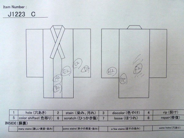 画像19: J1223C  振袖 女性用着物  シルク(正絹)   オレンジ, ぼたん 【中古】 【USED】 【リサイクル】 ★★★☆☆ (19)
