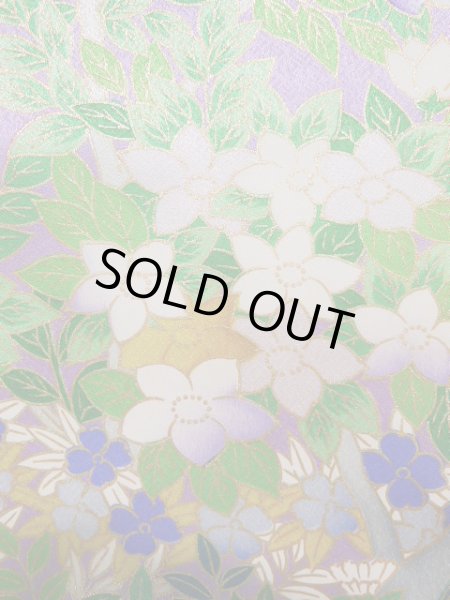 画像7: J1223I  振袖 女性用着物  シルク(正絹) 薄い  藤, 花 【中古】 【USED】 【リサイクル】 ★★★★☆ (7)