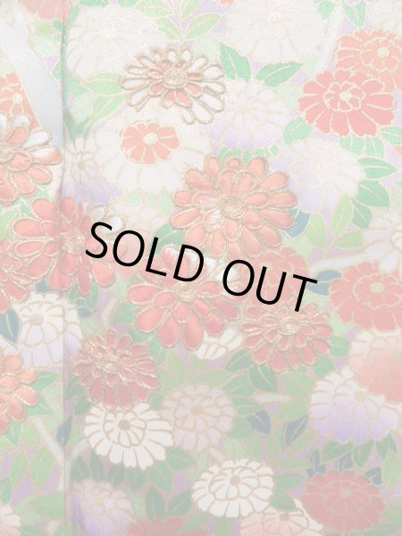 画像8: J1223I  振袖 女性用着物  シルク(正絹) 薄い  藤, 花 【中古】 【USED】 【リサイクル】 ★★★★☆ (8)