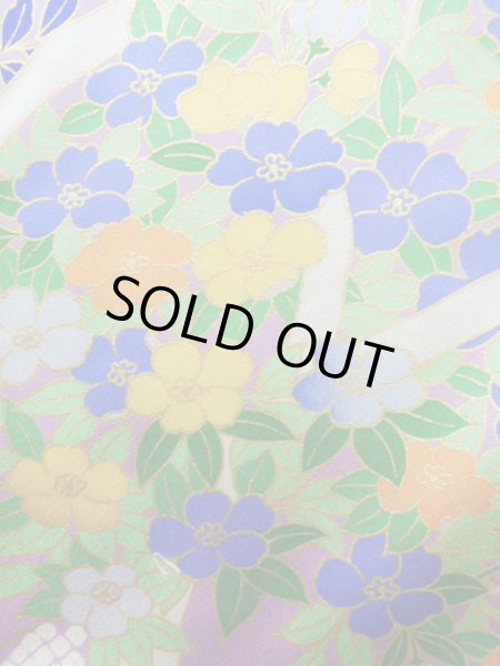 画像12: J1223I  振袖 女性用着物  シルク(正絹) 薄い  藤, 花 【中古】 【USED】 【リサイクル】 ★★★★☆ (12)