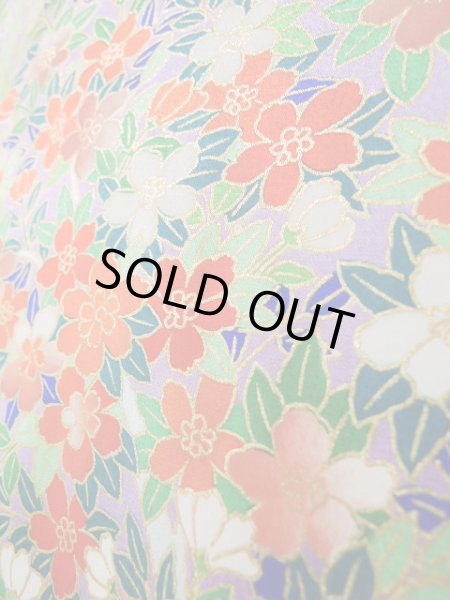 画像13: J1223I  振袖 女性用着物  シルク(正絹) 薄い  藤, 花 【中古】 【USED】 【リサイクル】 ★★★★☆ (13)