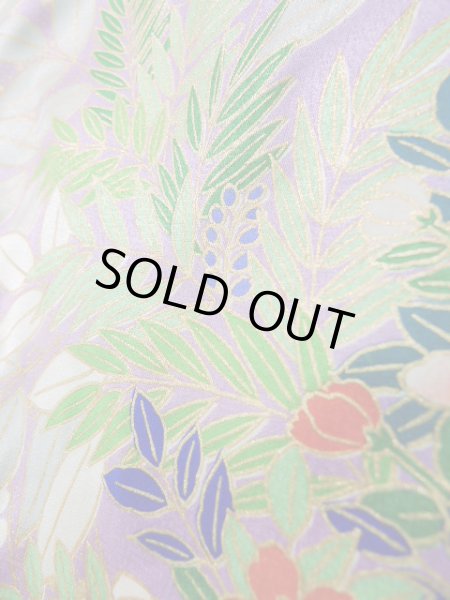 画像14: J1223I  振袖 女性用着物  シルク(正絹) 薄い  藤, 花 【中古】 【USED】 【リサイクル】 ★★★★☆ (14)