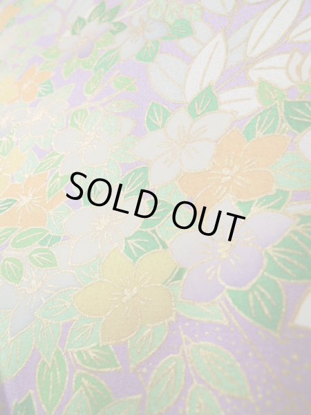 画像16: J1223I  振袖 女性用着物  シルク(正絹) 薄い  藤, 花 【中古】 【USED】 【リサイクル】 ★★★★☆ (16)